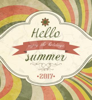 Vintage Grunge Summer Striped Colorful Background With Text