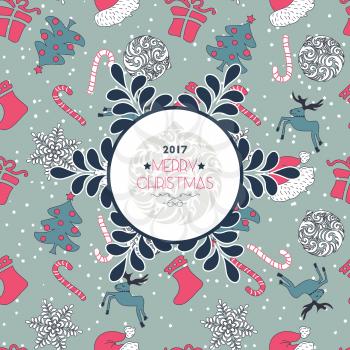 Abstract Cute Holiday Christmas Seamless Pattern And Wishes