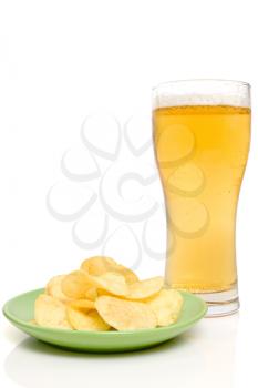 Royalty Free Photo of a Beer and Potato Chips