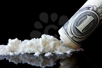 Royalty Free Photo of Cocaine and a Dollar Bill