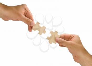 Royalty Free Photo of People Holding Puzzle Pieces
