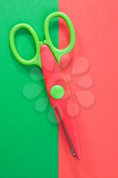 Royalty Free Photo of Scissors on Paper