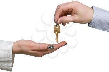 Royalty Free Photo of a Person Giving Someone Keys