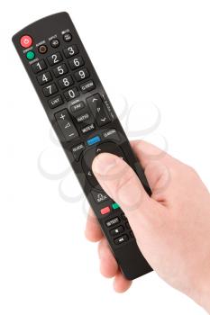Royalty Free Photo of a Person Holding a Remote Control