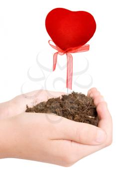 Royalty Free Photo of a Hands With Soil and a Heart