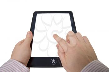 Royalty Free Photo of a Businessman Holding a Tablet