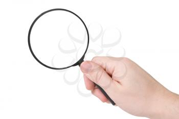 Royalty Free Photo of a Person Holding a Magnifying Glass