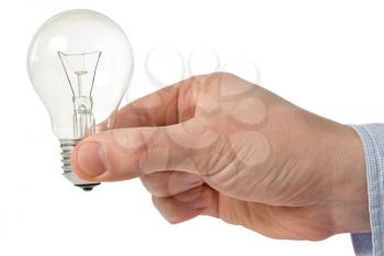Royalty Free Photo of a Man Holding a Light Bulb