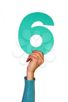 Royalty Free Photo of a Person Holding the Number Six
