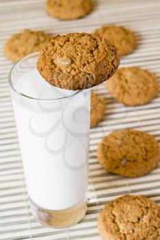 Royalty Free Photo of a Glass of Milk and Cookies