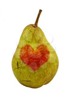 Royalty Free Photo of a Heart on a Pear