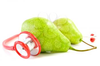 Royalty Free Photo of a Stethoscope on Pears