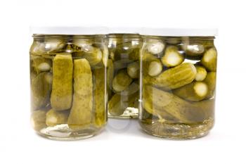 Royalty Free Photo of Jars of Preserved Cucumbers