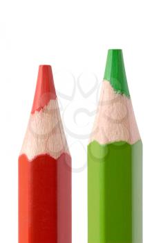 Royalty Free Photo of Red and Green Pencils