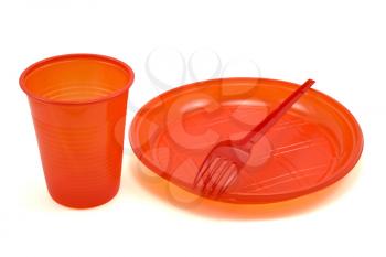Royalty Free Photo of Red Disposable Tableware