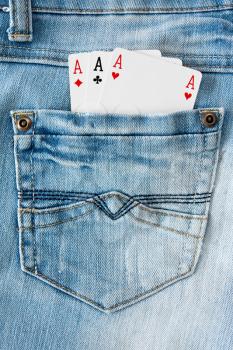 Royalty Free Photo of Playing Cards in a Pocket