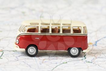 Royalty Free Photo of a Toy Car on a Map