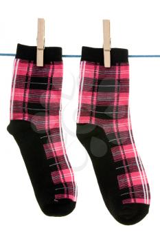 Royalty Free Photo of Socks on a Clothesline