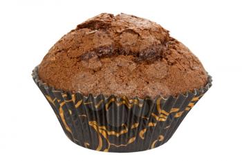 Fresh chocolate muffin isolated on white background