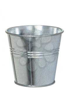 Galvanized metal bucket isolated  on a white background 