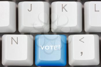 election concept with vote key showing polling or voting 