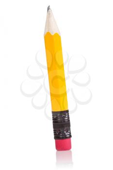 Pencil with reflection on pure white background 