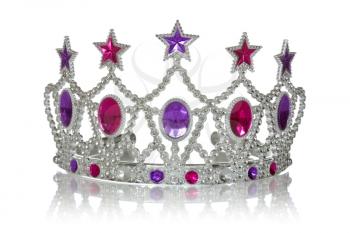 Crown or tiara with reflection on a white background 