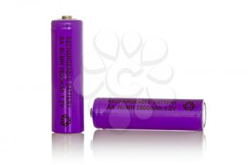 Two rechargeable batteries on a white background