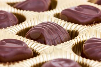 Royalty Free Photo of a Closeup of a Box of Chocolates
