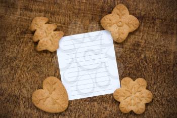 Homemade cookies with  blank lined paper for text