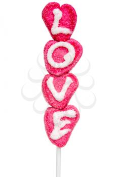 Love lolly made from marzipan, for Valentine's day