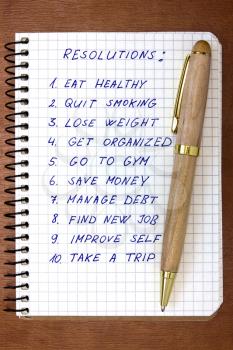 New Year's resolutions listed in the notepad 