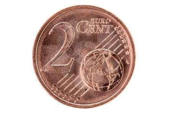 	Two euro cent isolated on white background