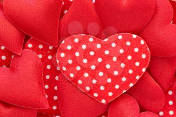 Red hearts stickers background. Valentine decorations. 