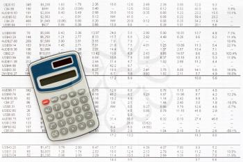 Calculator on financial statement , concept of accounts.