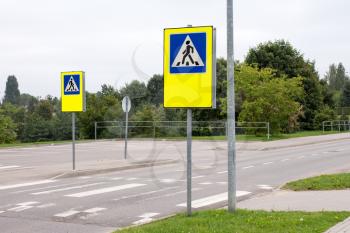 School crossing signs in a residential community