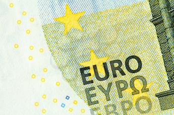  Close Up of new banknotes of  five euros