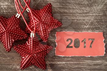 Christmas decorations and note of year 2017 