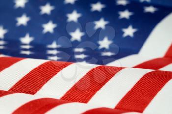 USA flag, close-up. Studio shot with shallow DOF.