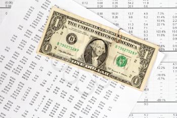 Financial performance and data on Financial highlight page with US dollar banknote.