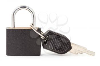 Black padlock with a keys on white background