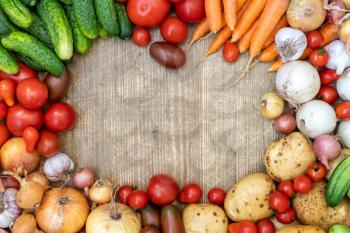 Healthy eating background / studio photography of organic vegetables on wooden table 