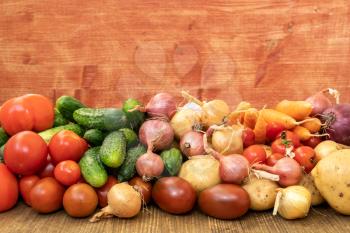 Healthy eating concept / studio photography of organic vegetables on wooden table