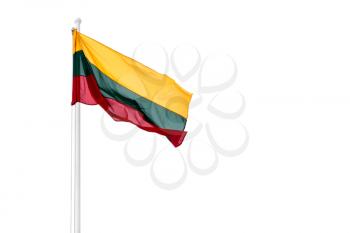 Lithuanian flag waving on white background,copy-space