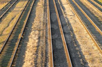 Railway tracks in a sunny day,view from above