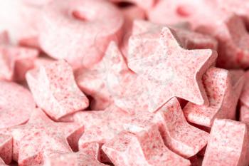 Star-shaped candy in the pile,close-up view
