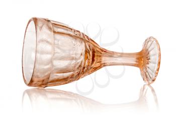Wineglass with reflection on white background