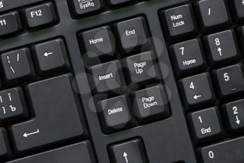 Black modern computer keyboard top view