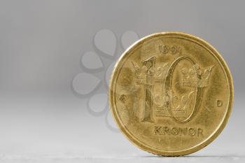10 Swedish kronor  coin close-up view