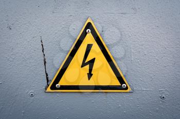 High voltage warning sign on high-voltage substation
